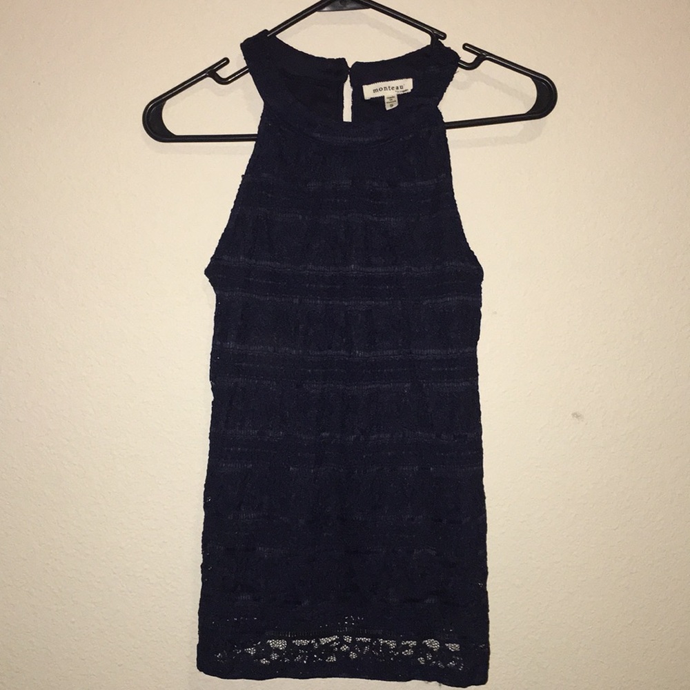 Dark navy halter lace top